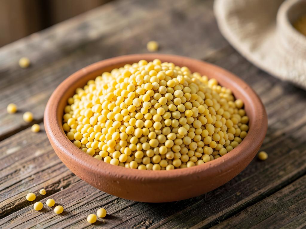 Yellow dehusked split moong dal in a clay bowl